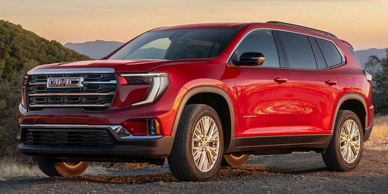 2026 GMC Acadia red SUV exterior performance capability